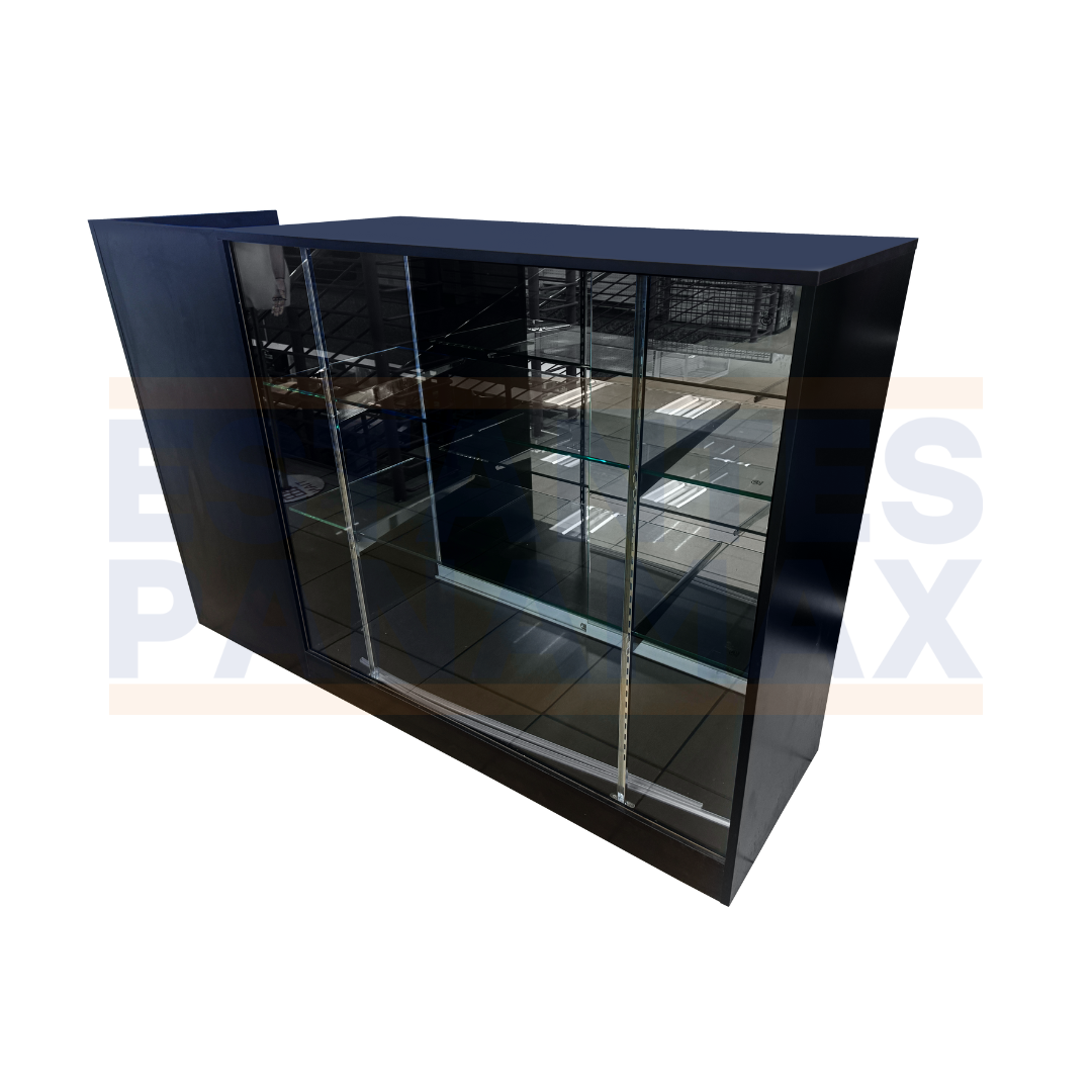 Set Mostrador + Vitrina de 2 Niveles en MDF Negro MDF-2 / KW-013