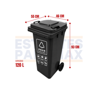Tanque de Basura Basurero Tinaco con Ruedas de Plástico 120L Gris Oscuro 120L-GRIS