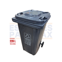 Tanque de Basura Basurero Tinaco con Ruedas de Plástico 220L Gris 220L-GRIS