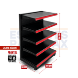 **CALIBRE MEDIO** Góndola Frontal Perforado Negro 5 Niveles 150x100x50cm 150kg/nivel PMX-1178