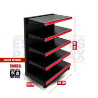 **CALIBRE MEDIO** Góndola Frontal Perforado Negro 5 Niveles 150x100x50cm 150kg/nivel PMX-1178