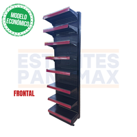 **MODELO ECONÓMICO** Góndola Frontal Perforado Negro 8 Niveles 200x60x33cm 75kg/nivel PMX-3005-F