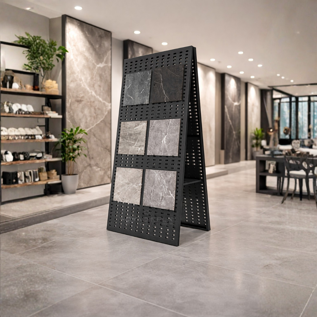 Exhibidor Display para Baldosas o Productos Doble Lado Metálico Negro 210x120cm PMX-1392