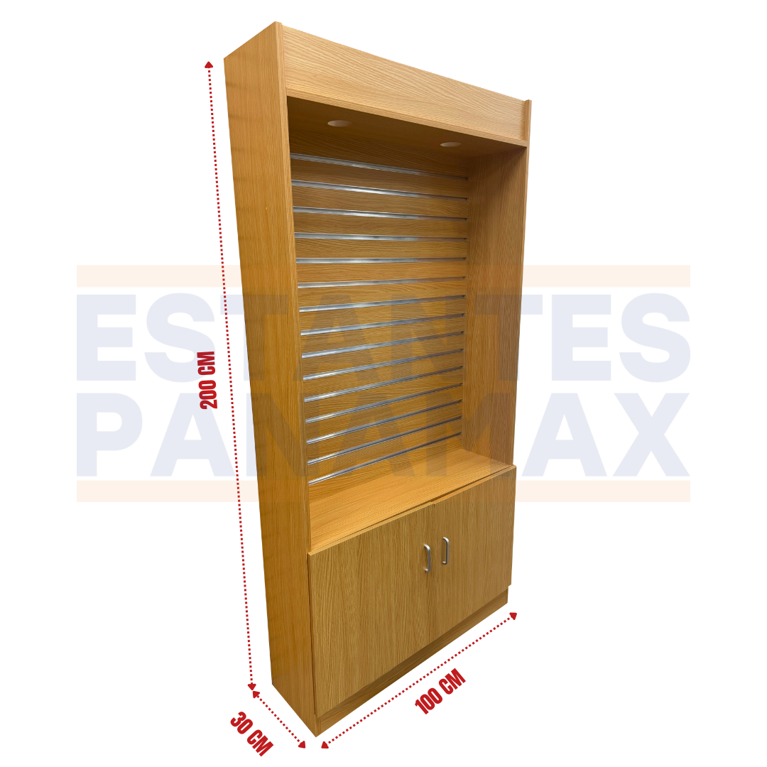 Mueble Gavetero con Slatwall y Luces Diseño de Madera 200x100x30cm 8384