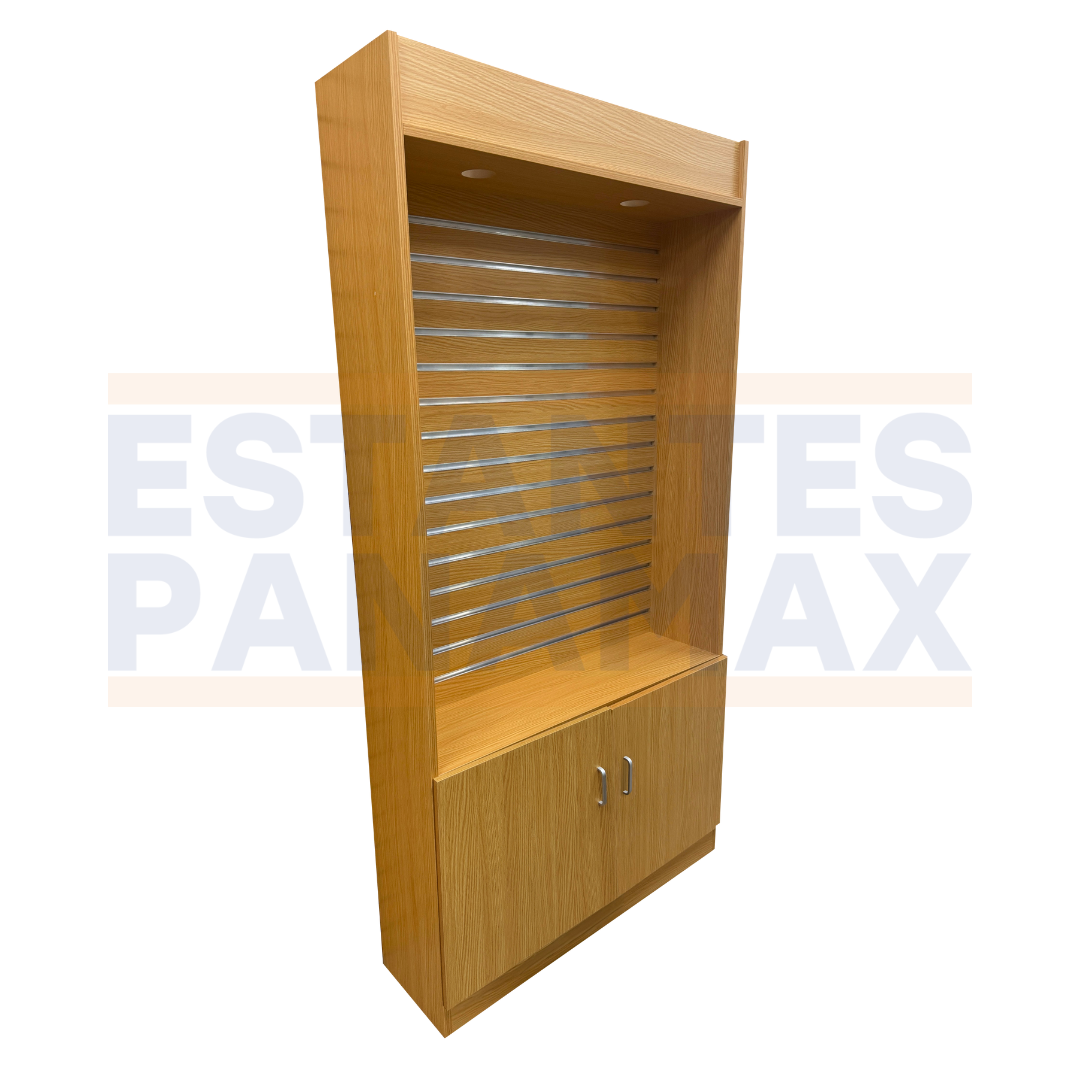 Mueble Gavetero con Slatwall y Luces Diseño de Madera 200x100x30cm 8384