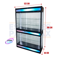 Vitrina Vertical con Bordes de Aluminio Negro 4 Niveles con Luces LED 198x122x44cm KW-027
