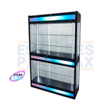 Vitrina Vertical con Bordes de Aluminio Negro 4 Niveles con Luces LED 198x122x44cm KW-027