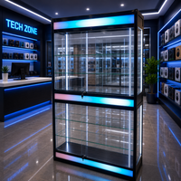 Vitrina Vertical con Bordes de Aluminio Negro 4 Niveles con Luces LED 198x122x44cm KW-027