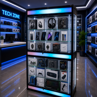 Vitrina Vertical con Bordes de Aluminio Negro 4 Niveles con Luces LED 198x122x44cm KW-027