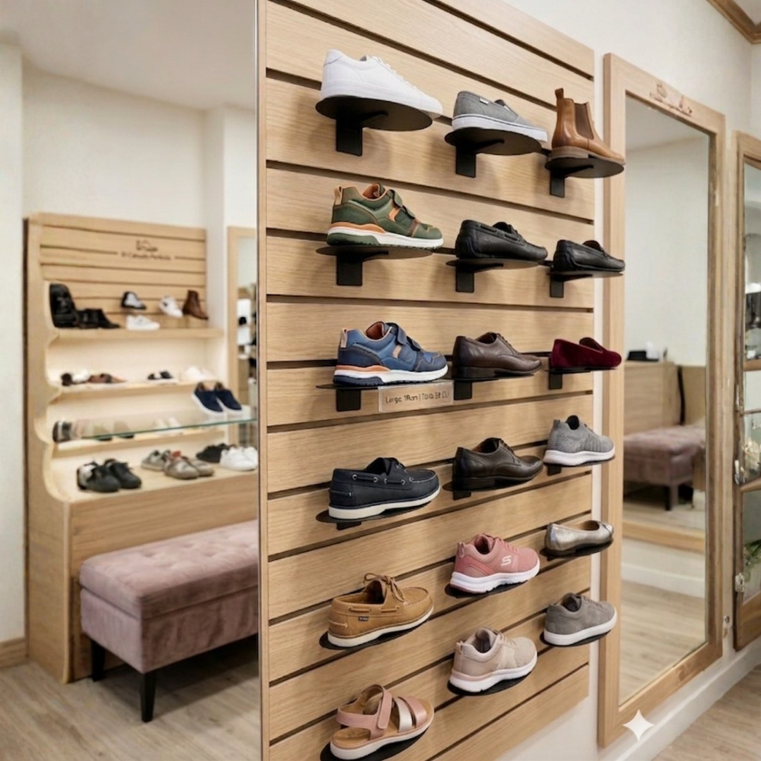 Soporte Exhibidor de Zapatillas Zapatos de Metal Negro para Tabla Ranurada B003