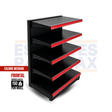 **CALIBRE MEDIO** Góndola Frontal Perforado Negro 5 Niveles 150x100x50cm 150kg/nivel PMX-1178