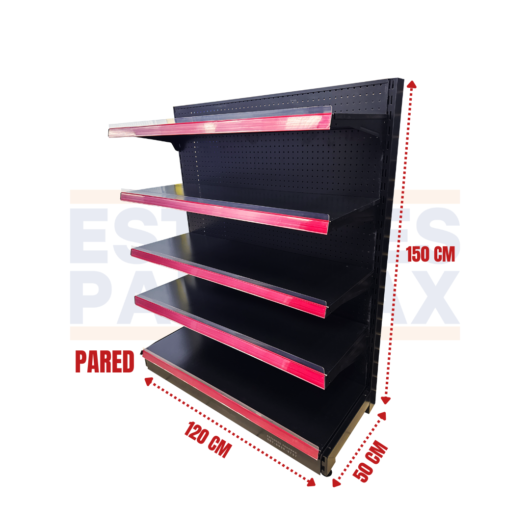 Góndola Pared Perforado Negro 5 Niveles 150x120x50cm 150kg/nivel PMX-1177