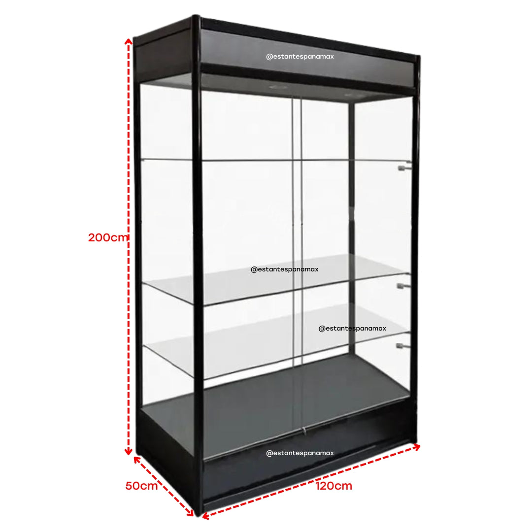 Vitrina Vertical Negro & Blanco de 3 Niveles con Luces 200x120x50cm KS-005