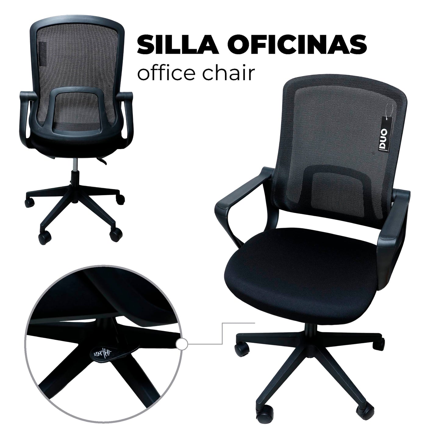 Silla de Oficina Ergonómica con Respaldo de Malla y Apoyabrazos | DU-GZ-06