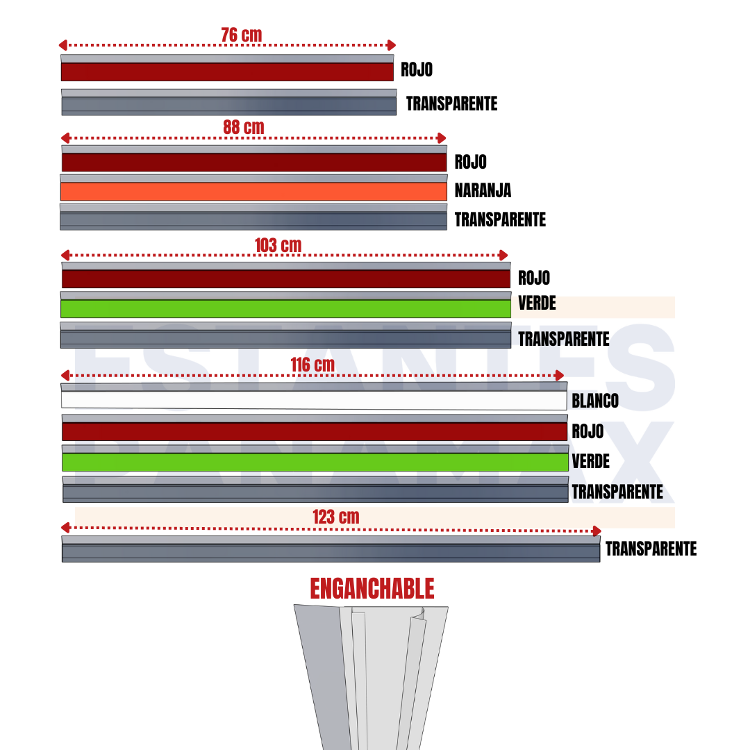 Porta Precios Enganchable para Góndolas Calidad Fuerte 76cm a 123cm PMX-1291