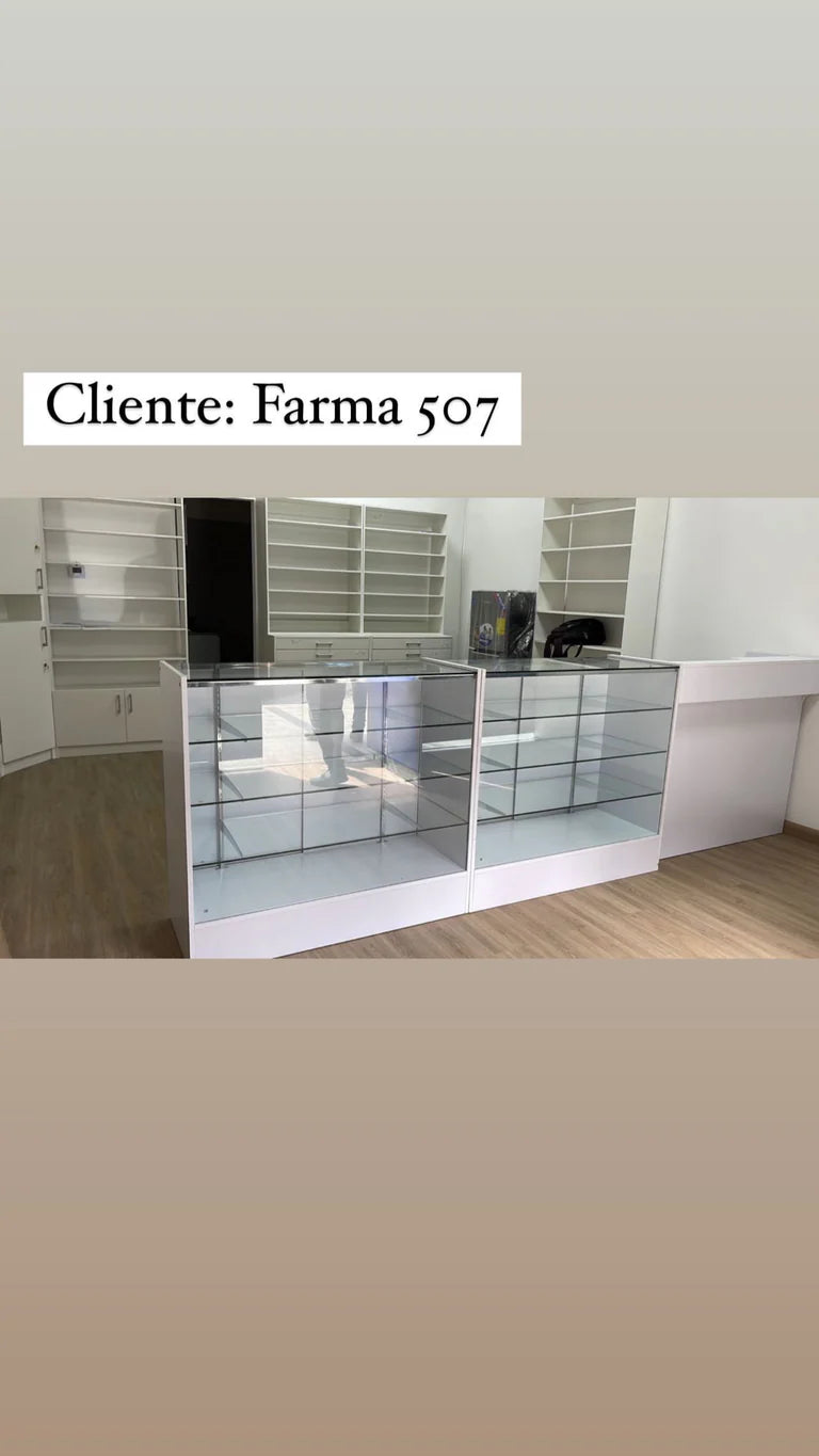 Vitrina de MDF Blanco 3 Niveles de Vidrio Templado 110x100x50cm BNM5-5