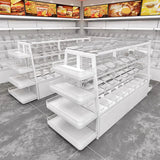 Góndola Doble Blanco 4 Niveles + 32 Organizadores Transparente +2 Gaveteros 125x104x89cm 75kg/nivel PMX-1367