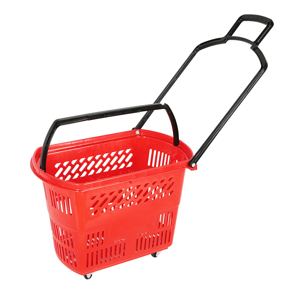 Canasta de Plástico 4 Ruedas 42 Litros Rojo ZC-8