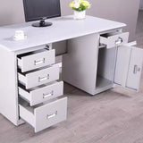 Escritorio de Metal con Superficie de MDF Blanco 75x140x70cm KY-Z103