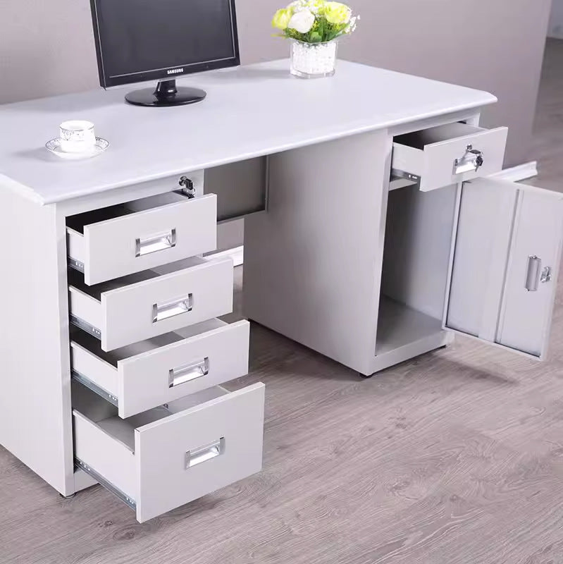 Escritorio de Metal con Superficie de MDF Blanco 75x140x70cm KY-Z103