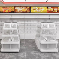 Góndola Doble Blanco 4 Niveles + 32 Organizadores Transparente +2 Gaveteros 125x104x89cm 75kg/nivel PMX-1367