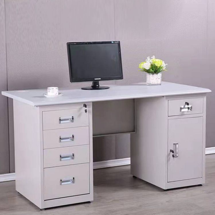 Escritorio de Metal con Superficie de MDF Blanco 75x140x70cm KY-Z103