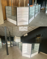 Vitrina Horizontal de MDF Blanco con 2 Niveles & Gaveteros con 6 Luces LED 110x120x50cm BNM24-006