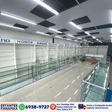 Vitrina de Aluminio Plateado con Base Blanco 3 Niveles Vidrio Templado 110x183x60cm KS-004