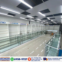 Vitrina de Aluminio Plateado con Base Blanco 3 Niveles Vidrio Templado 110x183x60cm KS-004