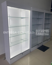 Vitrina Vertical de MDF Blanco con LED 4 Niveles 200x100x35cm KW-019