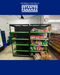 **CALIBRE GRUESO** Góndola Pared Perforado Negro Tipo Cuadrado 220x120x55cm 6 Niveles 275kg/nivel PMX-1002