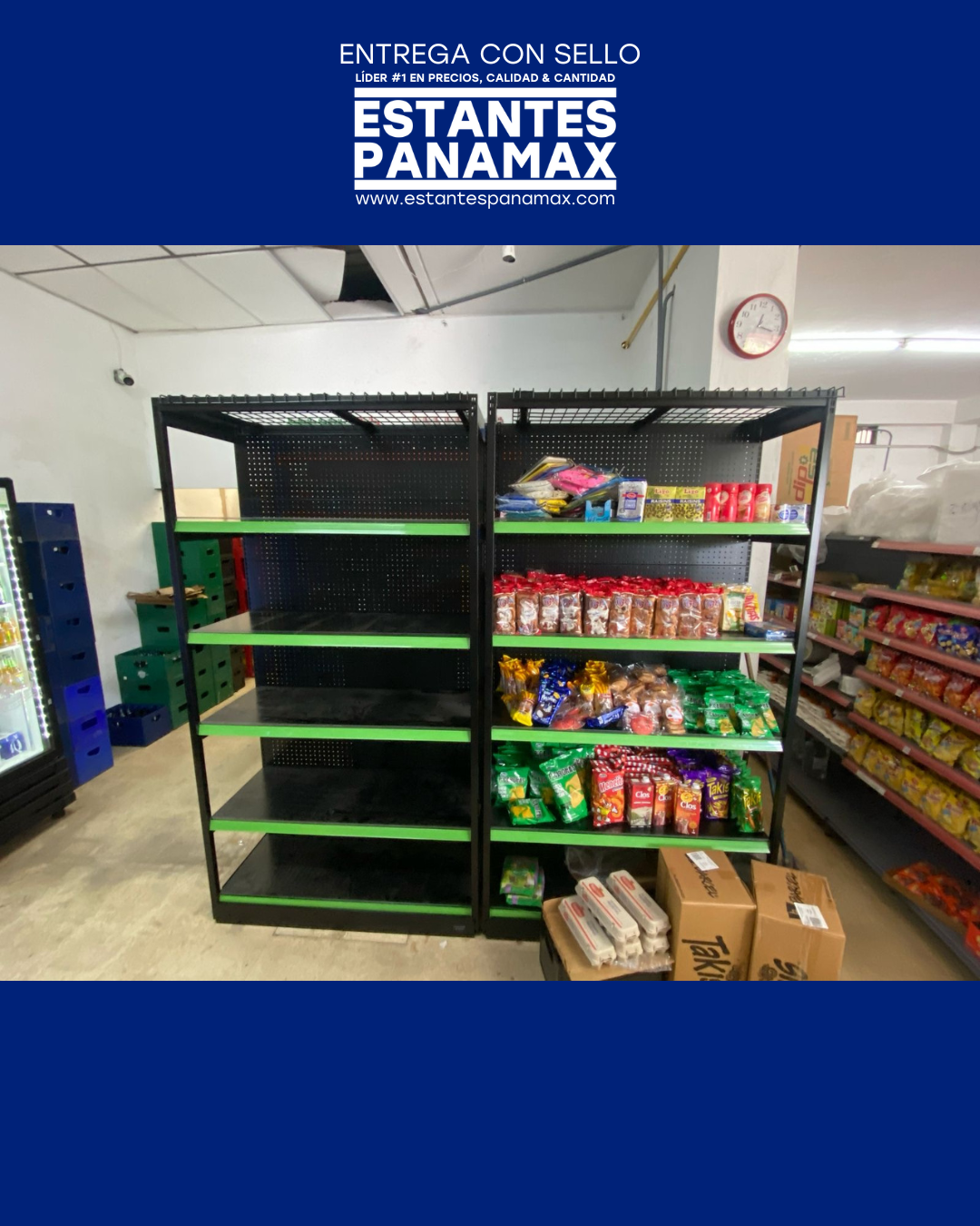 **CALIBRE GRUESO** Góndola Pared Perforado Negro Tipo Cuadrado 220x120x55cm 6 Niveles 275kg/nivel PMX-1002