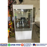 Vitrina Vertical de Aluminio Plateado con Blanco 3 Niveles con Gavetero y LED 200x100x30cm KD-010 / KW-005