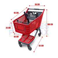 Carretilla de Supermercado Rojo de Plástico 135L PMX-1418