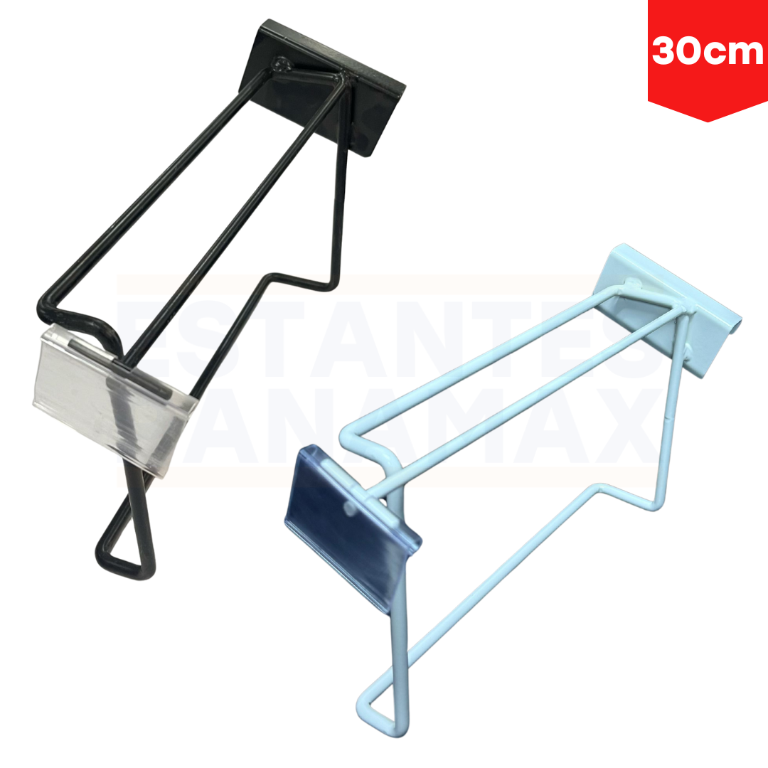 Gancho de Barra para Martillos +Porta Precio 30cm Crema PMX-1050, Negro PMX-1049