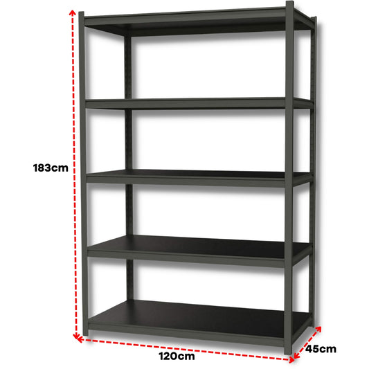 Rack Metálico Doméstico de 5 Niveles de Tabla 100kg por Nivel en Color Negro R-D-P