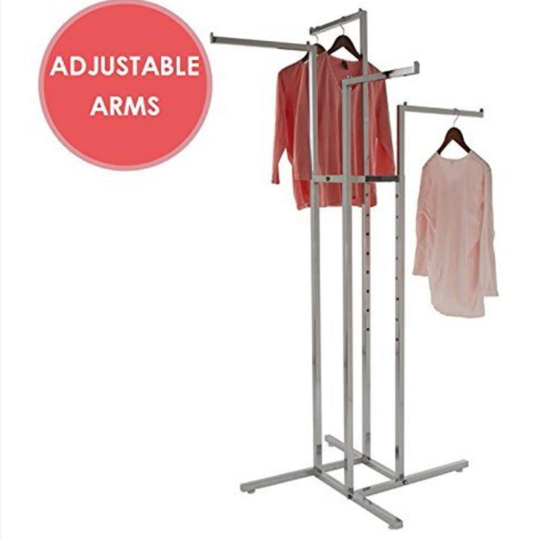 Rack Metálico para Ropa de 4 Lados Altura Ajustable Cromado ROPA-1800X500X500