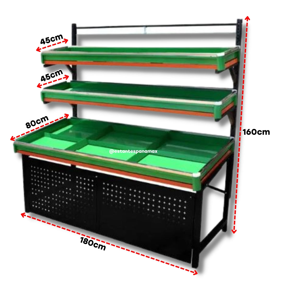 Mueble Metálico para Legumbres de 3 Niveles Color Verde LEG-3NIV