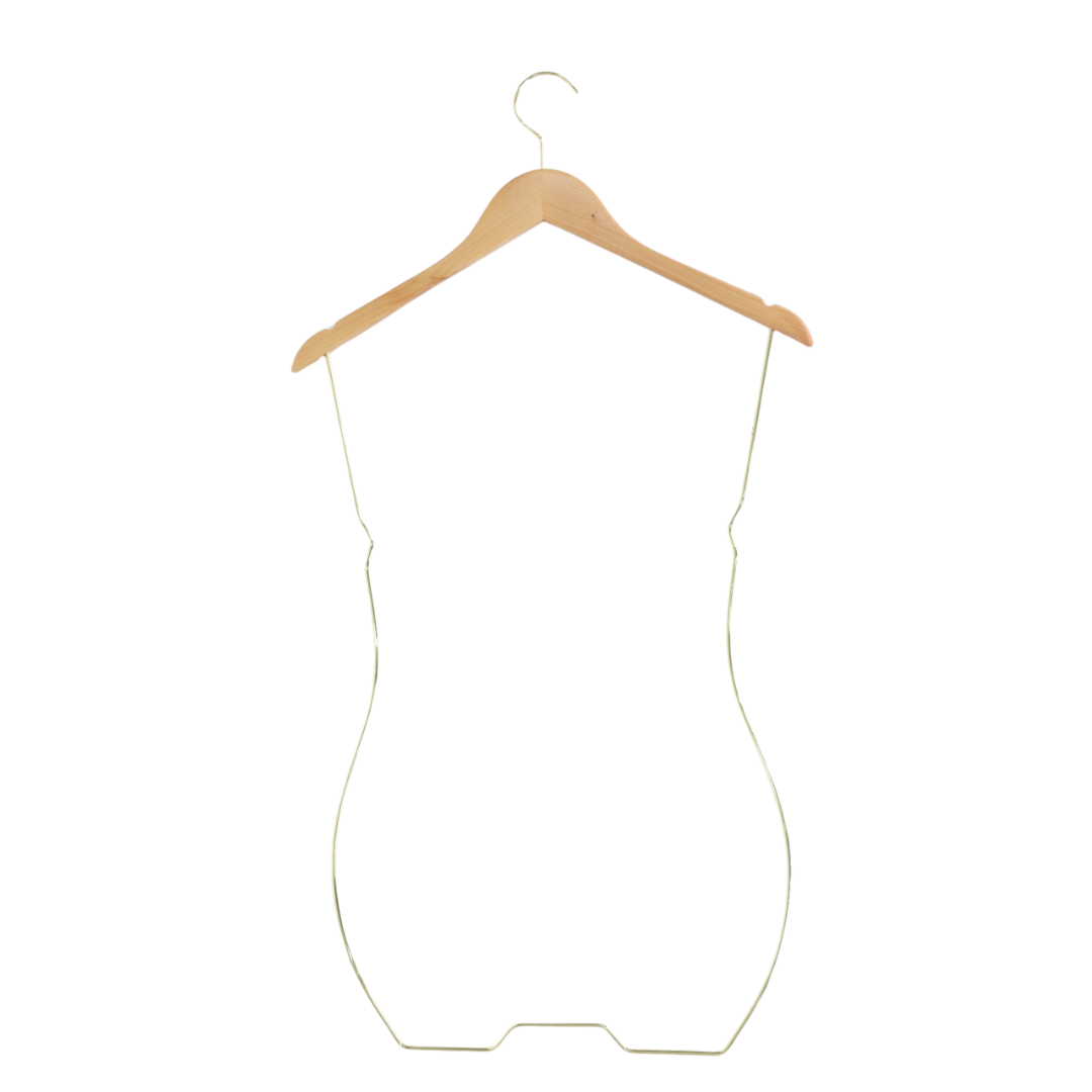 Silueta de Metal con Gancho de Madera Femenina Torso y Pierna Dorado J85660N