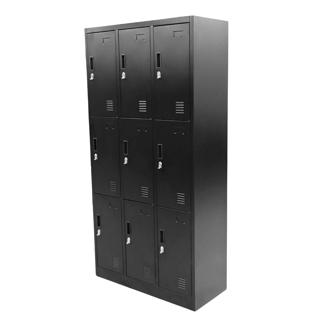 Casillero de Metal Negro de 9 Compartimientos 48-7025 Lockers.