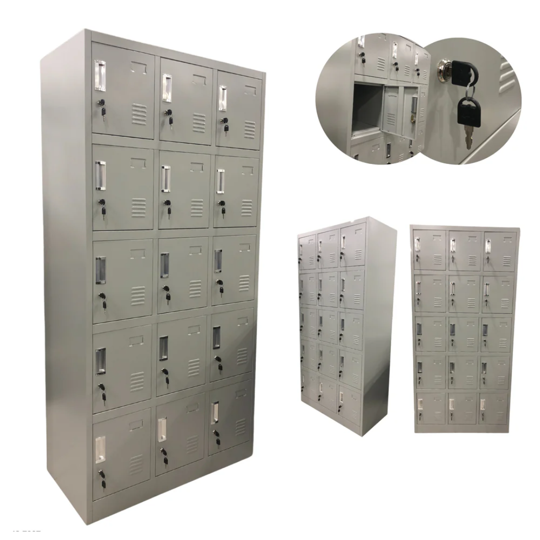 Casillero de Metal Gris de 15 Compartimientos 11-2218 Lockers.