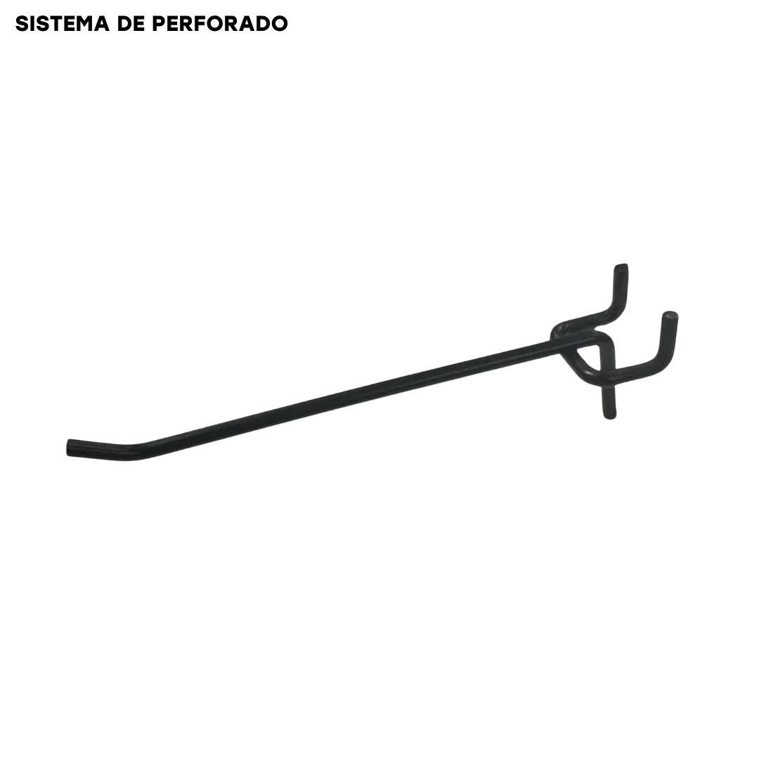 Ganchos Sencillos para Sistema de Perforado Negro 8" a 12" /6mm Hueco. CAJA 200UND.