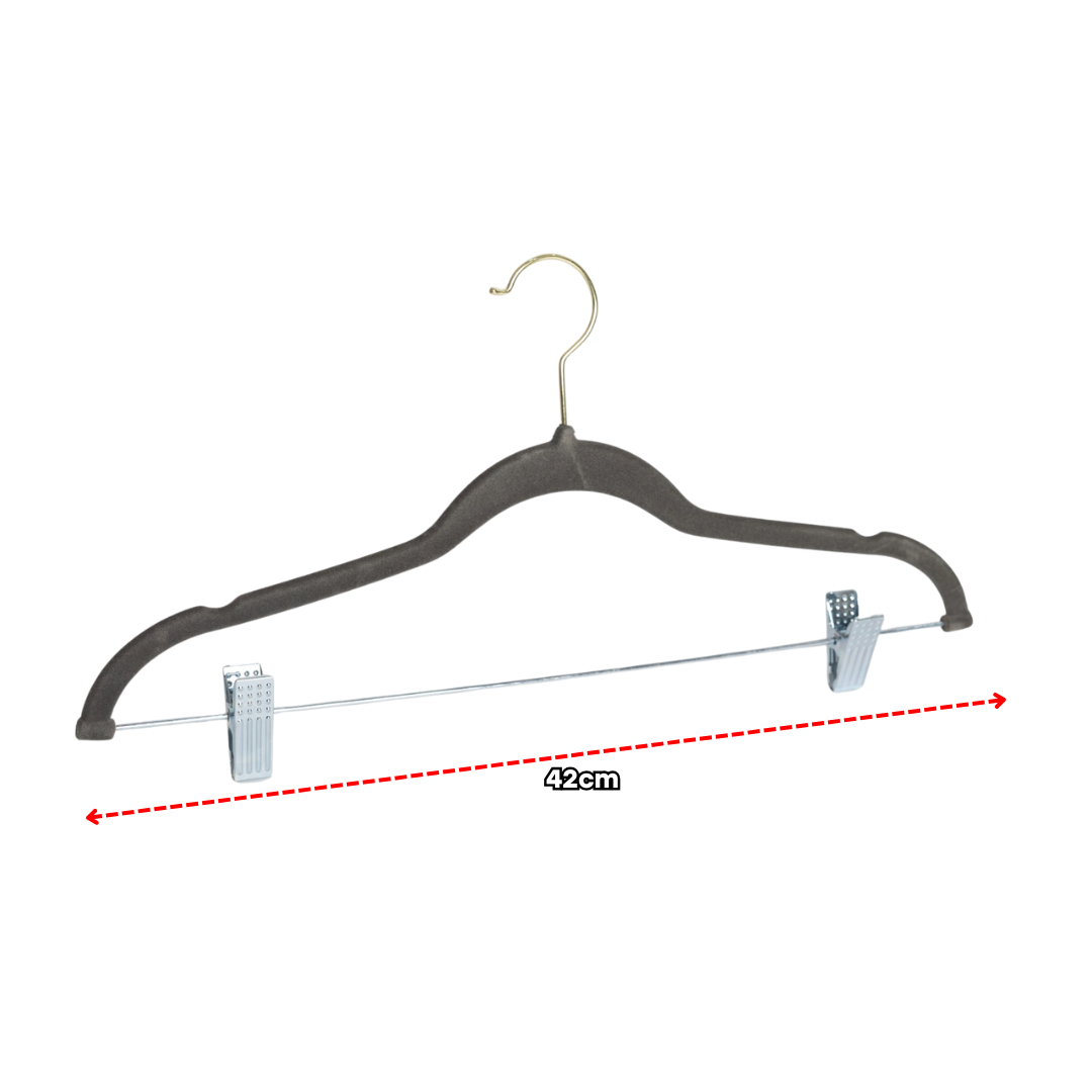 Gancho de Ropa de Gamuza con Barra Metal 42cm Gris J86621