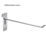 Ganchos Sencillos Metálicos Cromado para Sistema de Rejilla / Malla 6" a 12" 6mm CAJA 200UND.