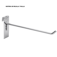 Ganchos Sencillos Metálicos Cromado para Sistema de Rejilla / Malla 6" a 12" 6mm CAJA 200UND.