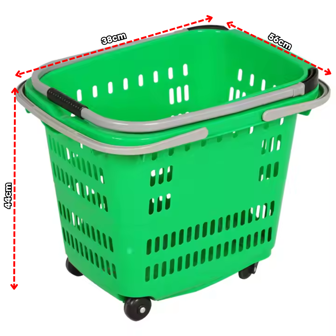 Canasta de Plástico 4 Ruedas 45 Litros Verde XJL-8