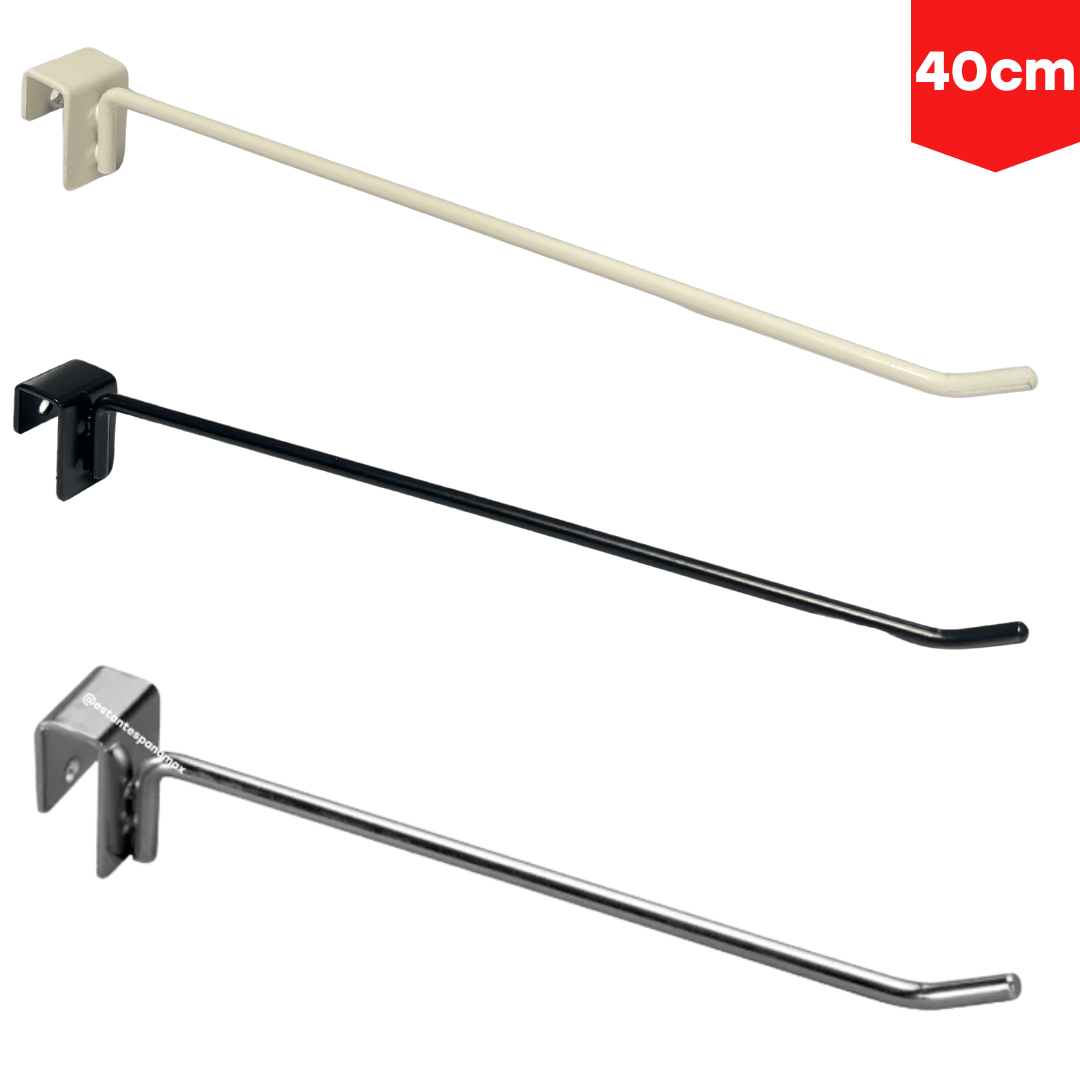 Gancho de Barra Sencillo 40cm/8mm Crema PMX-1276, Negro PMX-1297 y Cromado GBP-40