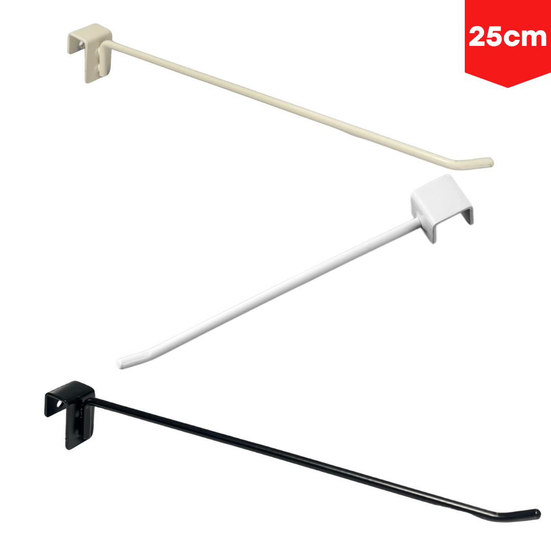 Gancho de Barra Sencillo 25cm/6mm Blanco PMX-1272, Crema PMX-1271 y Negro PMX-1270
