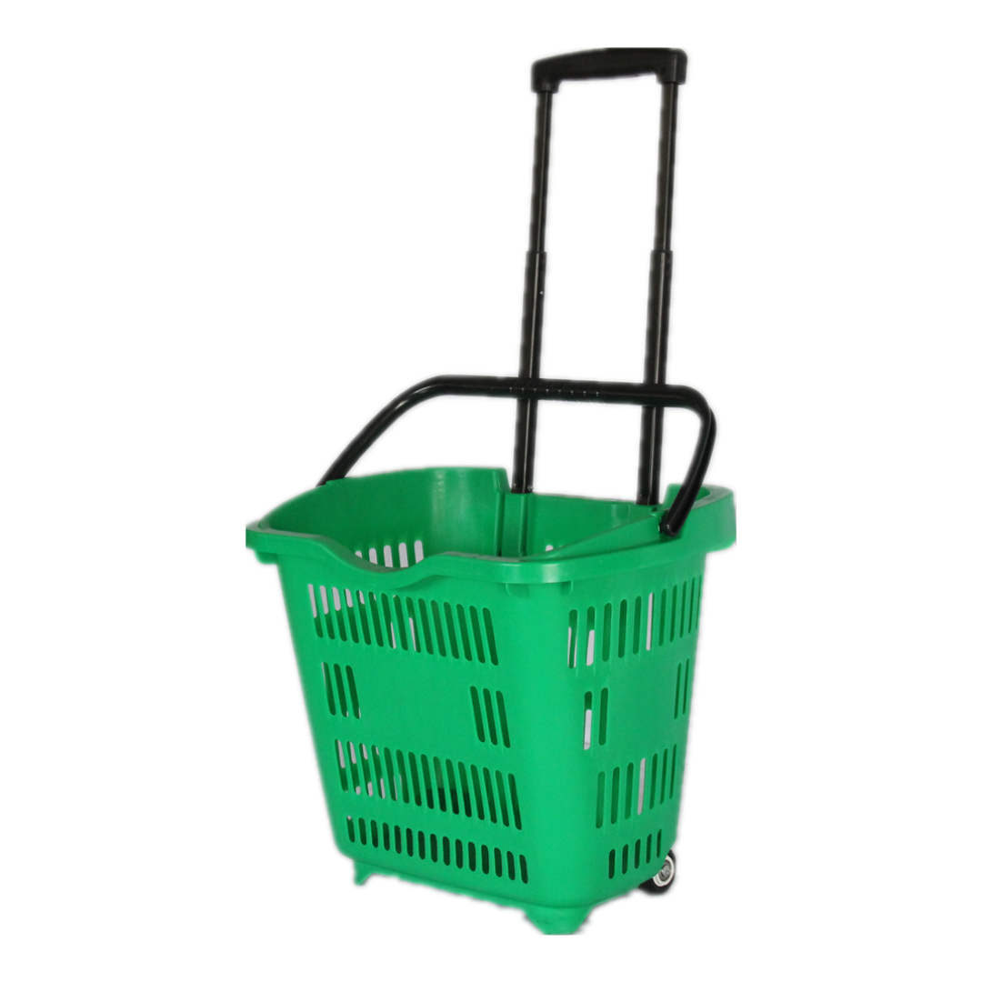 Canasta de Plástico 2 Ruedas 45 Litros Verde ZC-10