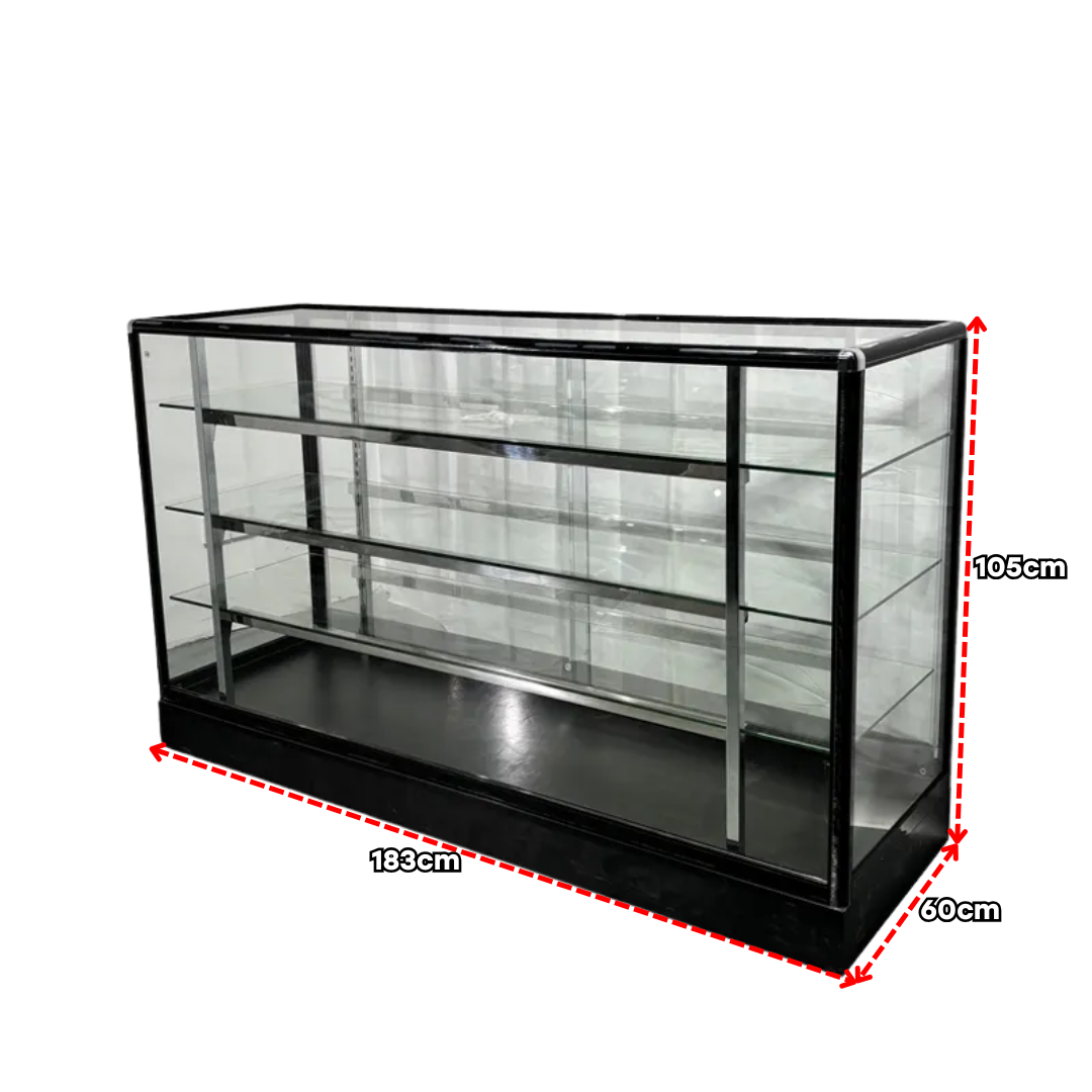 Vitrina de Aluminio Negro 3 Niveles Vidrio Templado 105x183x60cm KW-011-183
